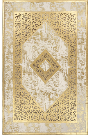 Gold Eskitme Diamond Deri Efektli Modern Halı