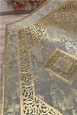 Gold Eskitme Diamond Deri Efektli Modern Halı