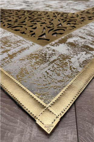 Gold Eskitme Diamond Deri Efektli Modern Halı