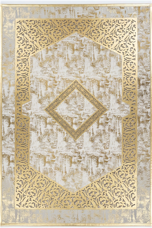 Gold Eskitme Diamond Deri Efektli Modern Halı