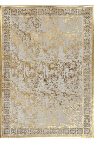 Gold Eskitme Diamond Deri Efektli Modern Halı