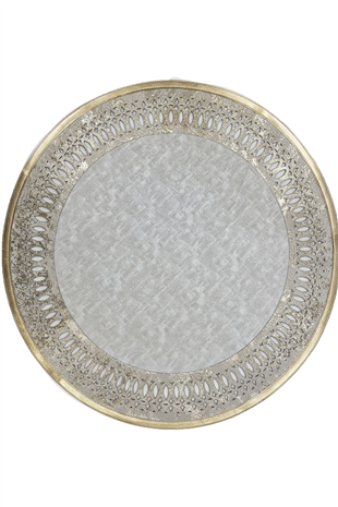 Gold Gri Rono Deri Yuvarlak Halı