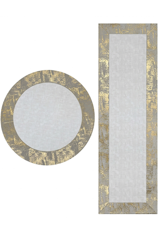 Gold Gri Rono Deri Yuvarlak Halı