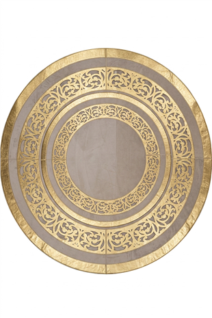Gold Kahve Diamond Deri Efektli Modern Yuvarlak Halı