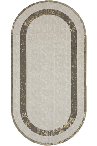 Gri Gold Rono Deri Oval Halı