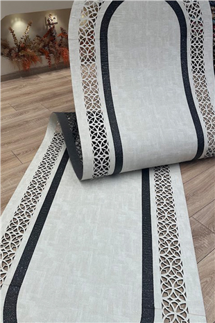 Gri Siyah Rono Deri Oval Halı