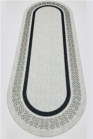 Gri Siyah Rono Deri Oval Halı