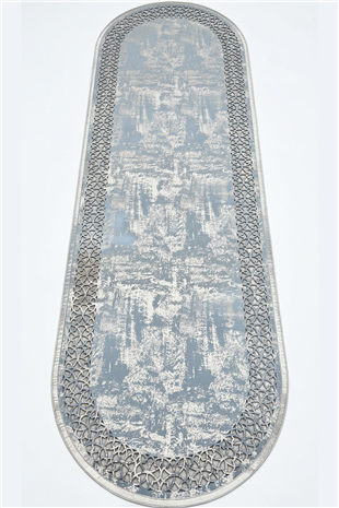 Gümüş Gri Diamond Deri Efektli Modern Oval Halı