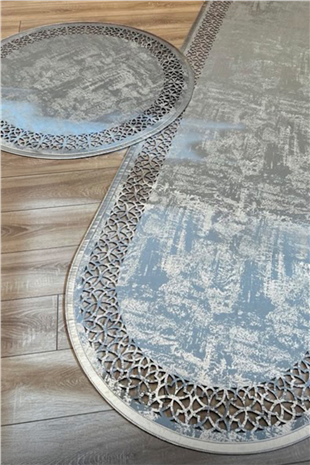 Gümüş Gri Diamond Deri Efektli Modern Oval Halı