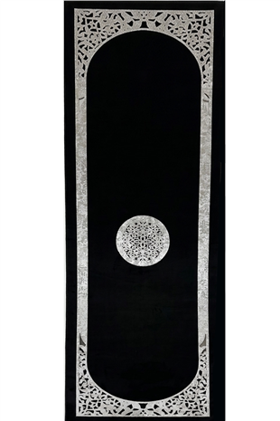 Gümüş Siyah Diamond Desenli Deri Efektli Modern Halı