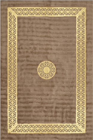 Kahve Gold Şahmeran Ortası Desenli Kadife Yumuşaklığında Tavşan Tüyü Halı