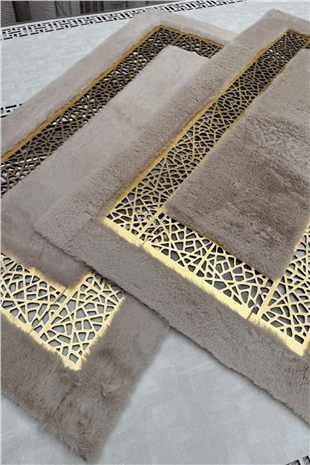 Kahve Gold Şahmeran Oyma Motifli Kadife Yumuşaklığında Tavşan Tüyü Halı