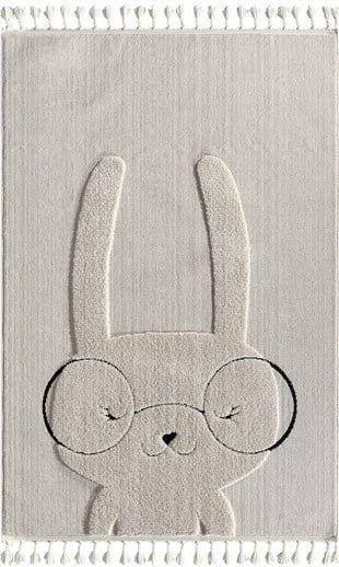 Kids - Bunny Tavşan Figürlü Takma Saçaklı Çocuk Odası Halısı