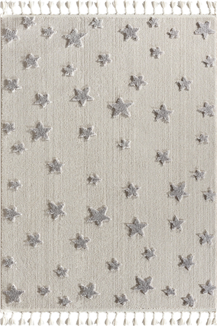 Kids - Starry Yıldız Desenli Takma Saçaklı Bebek ve Çocuk Odası Halısı