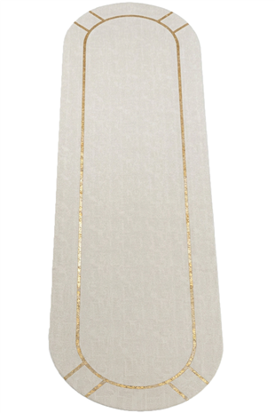 Krem Gold Rono Deri Oval Halı