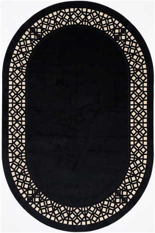 Siyah Diamond Deri Efektli Modern Oval Halı