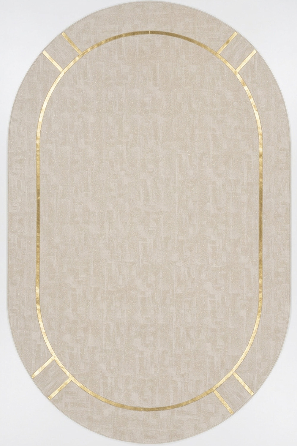 Bej Gold Rono Deri Oval Halı