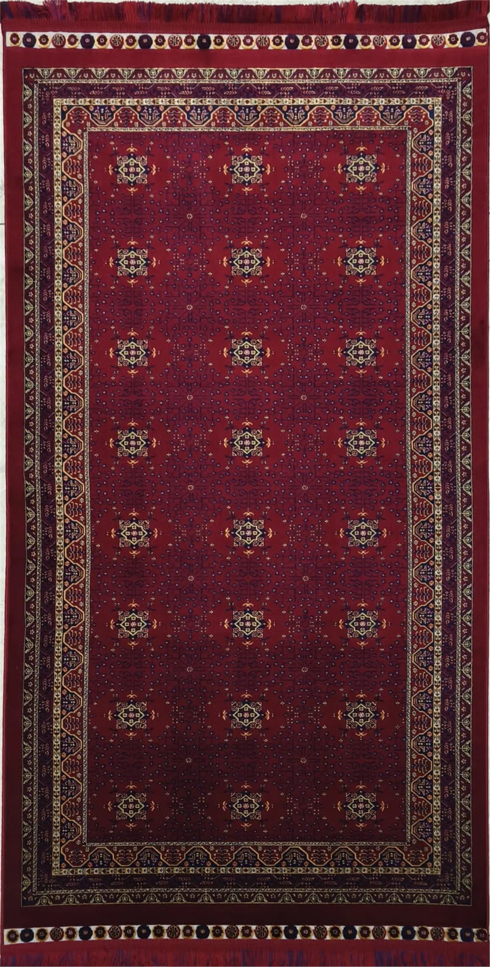 Bordo 7828-1 İpek Afgan Dokuma Kadife Halı