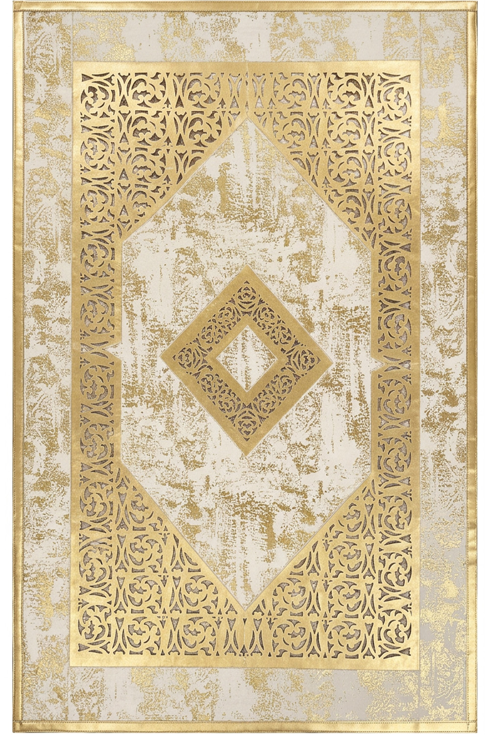 Gold Eskitme Diamond Deri Efektli Modern Halı