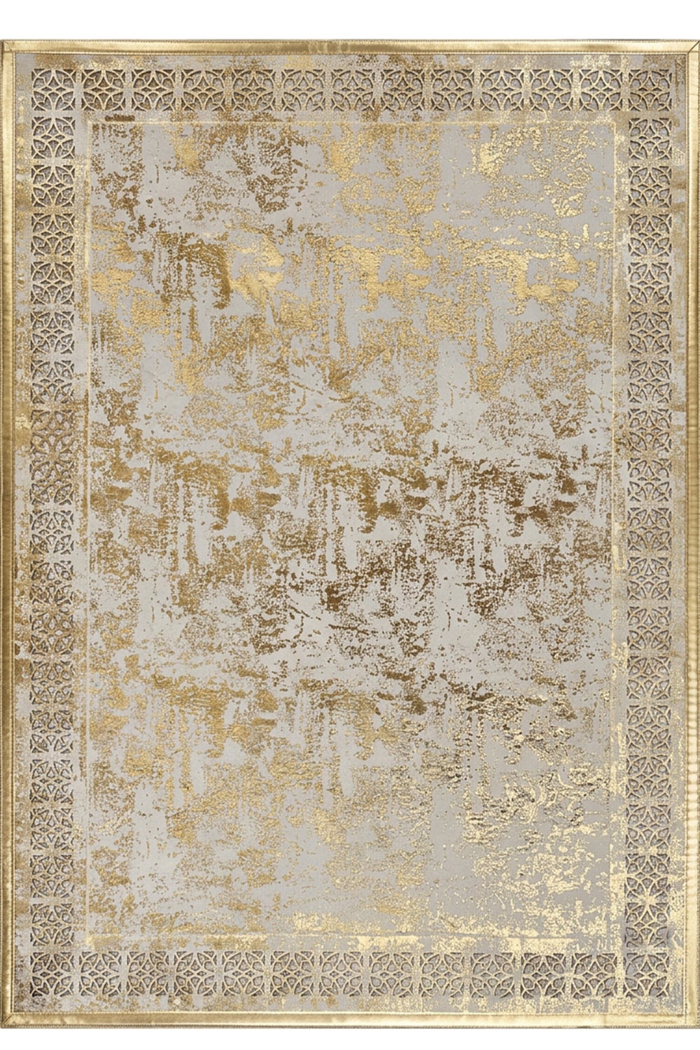 Gold Eskitme Diamond Deri Efektli Modern Halı