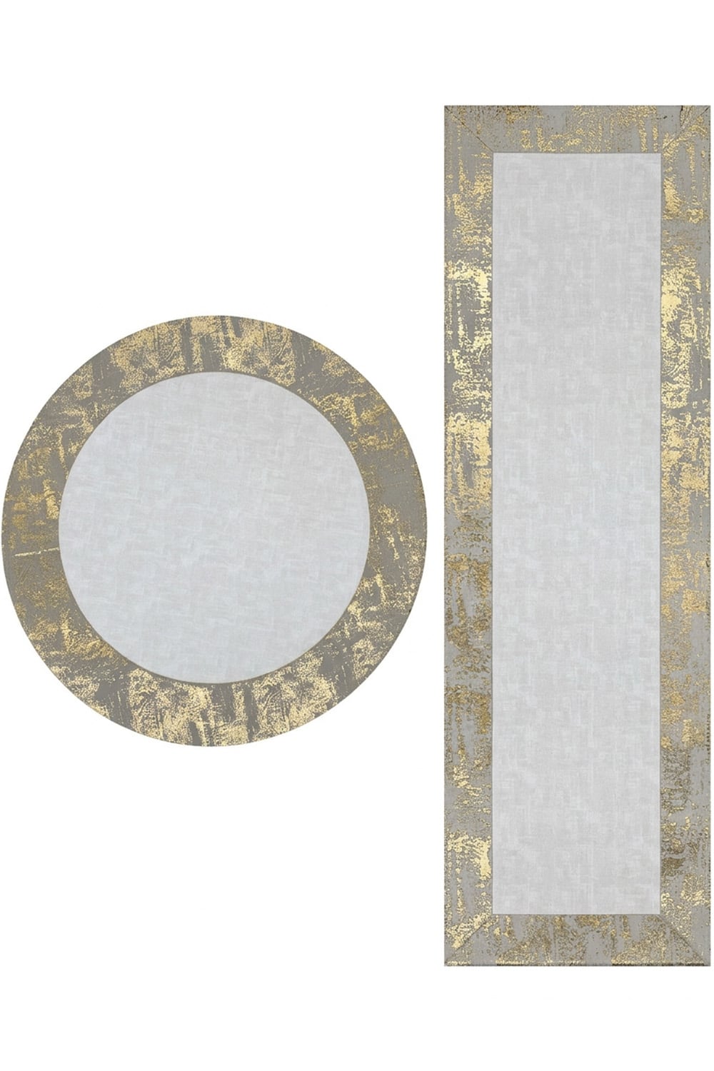 Gold Gri Rono Deri Yuvarlak Halı