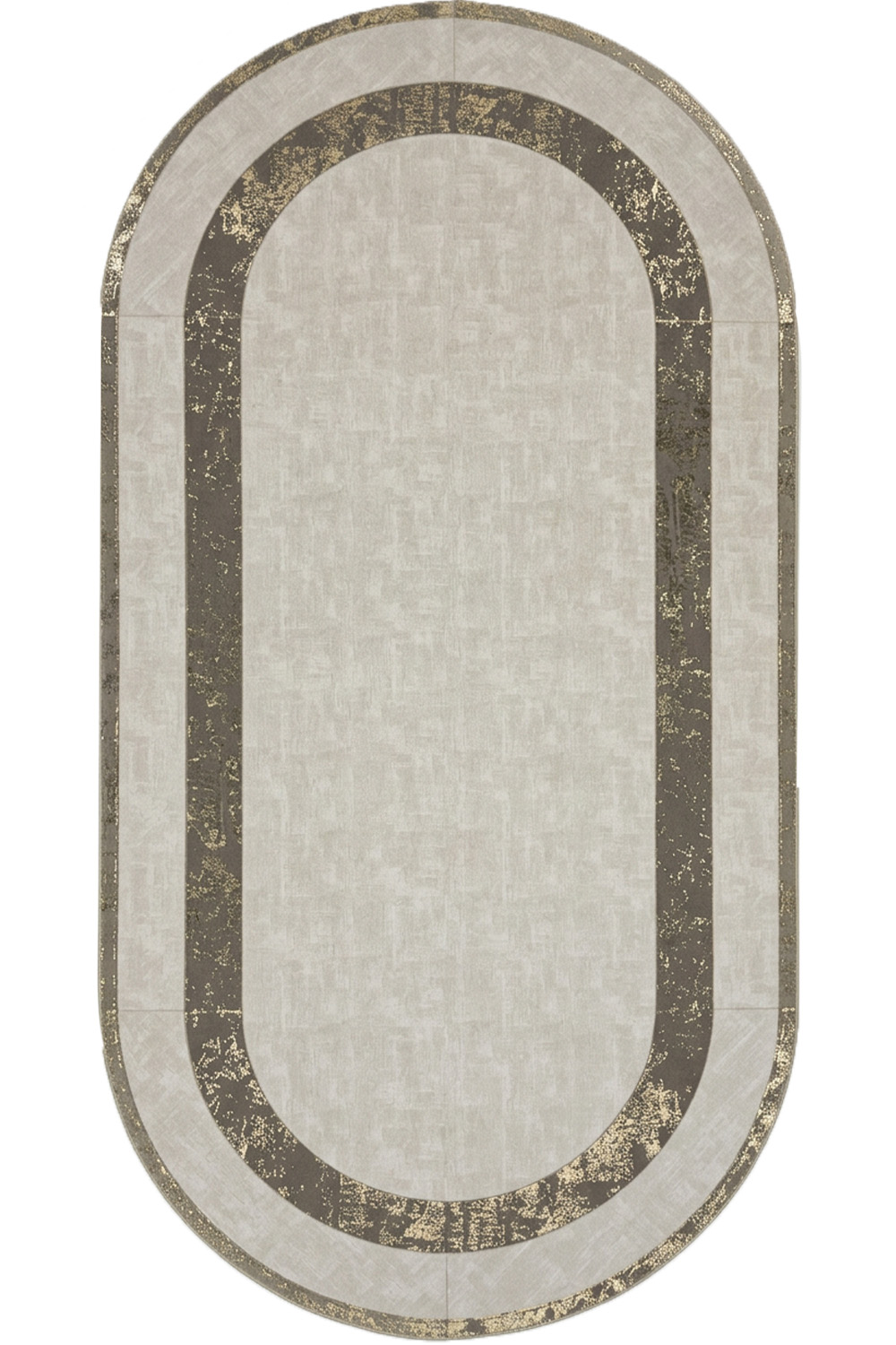 Gri Gold Rono Deri Oval Halı