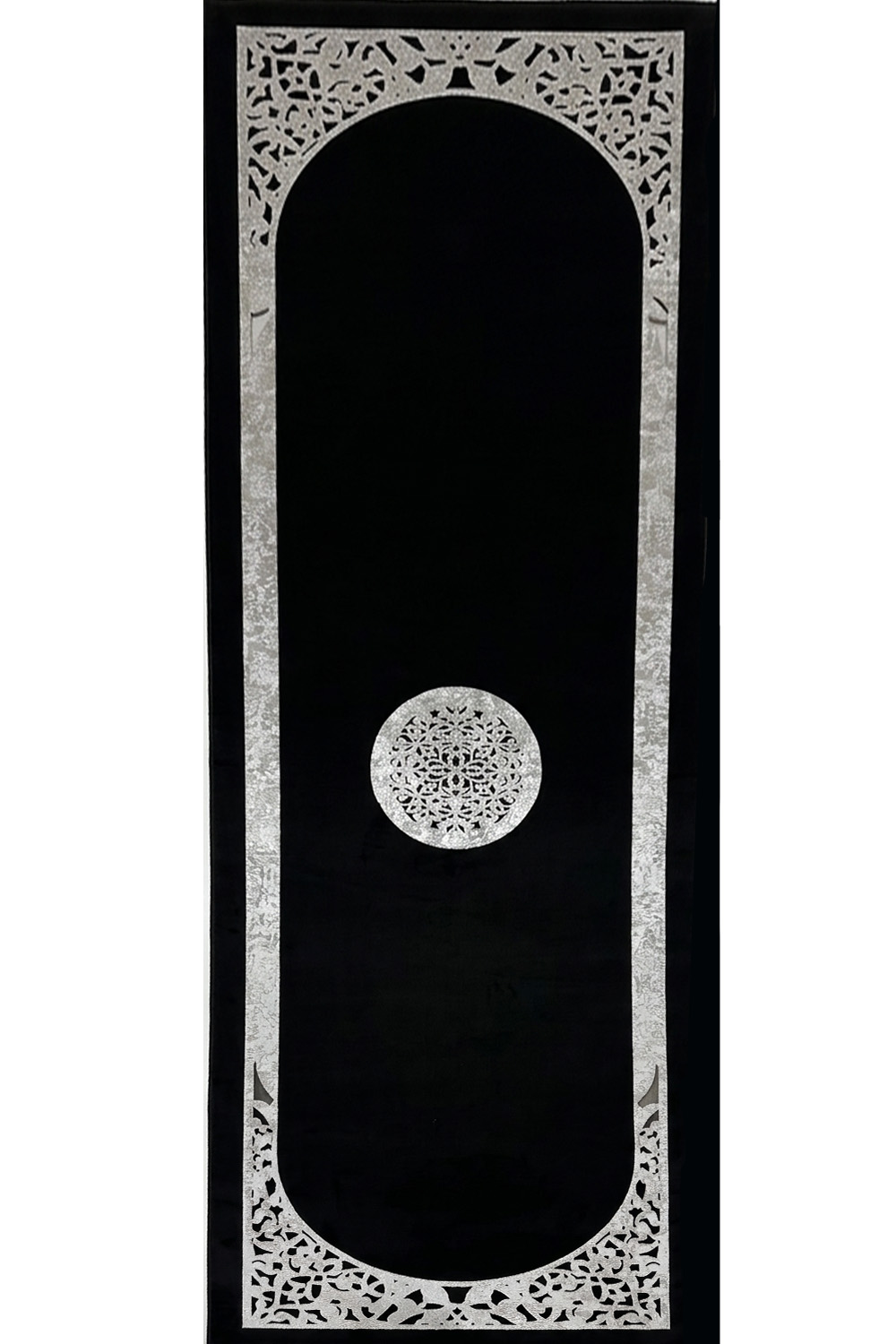 Gümüş Siyah Diamond Desenli Deri Efektli Modern Halı