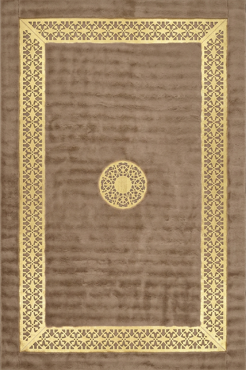 Kahve Gold Şahmeran Ortası Desenli Kadife Yumuşaklığında Tavşan Tüyü Halı