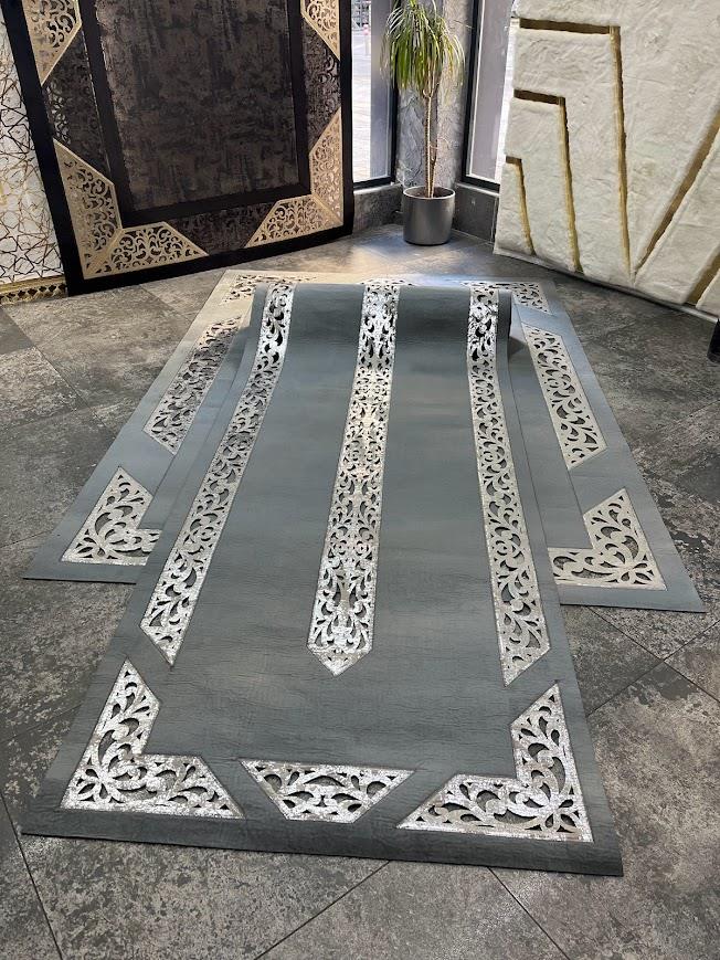 Yüzey Yapısı Deri ve Süetten Oluşan Lazer İşlemeli Dekoratif Halı