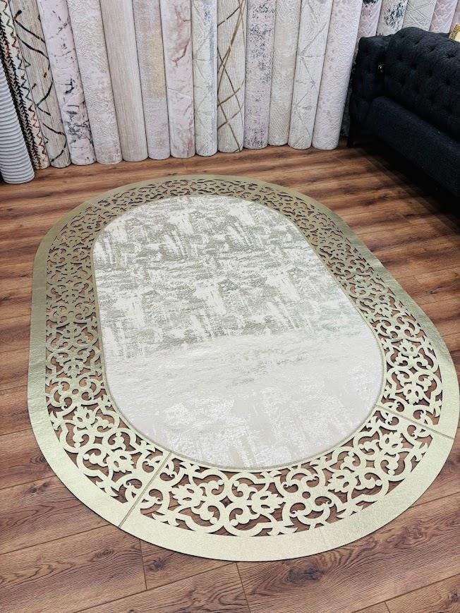 Yüzey Yapısı Deri ve Süetten Oluşan Lazer İşlemeli Dekoratif Halı