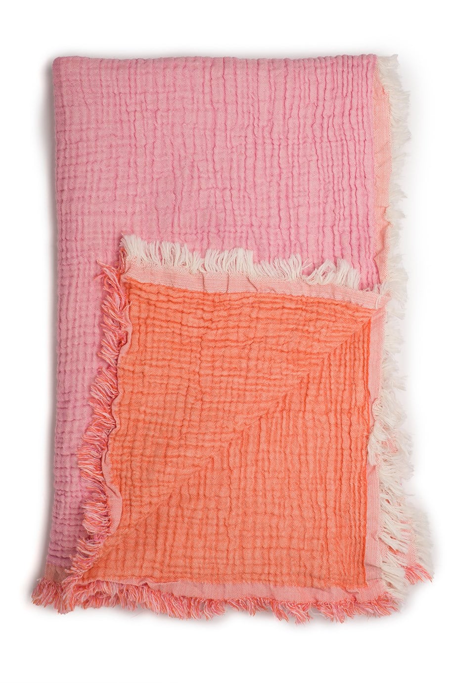 Pink-Orange Fluffy Müslin Örtü 