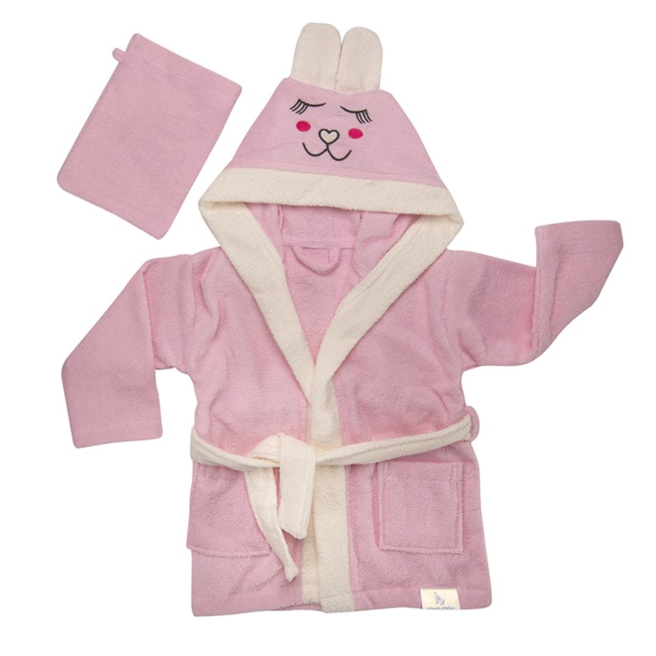 Kedi Nakışlı Açık Pembe Bornoz 