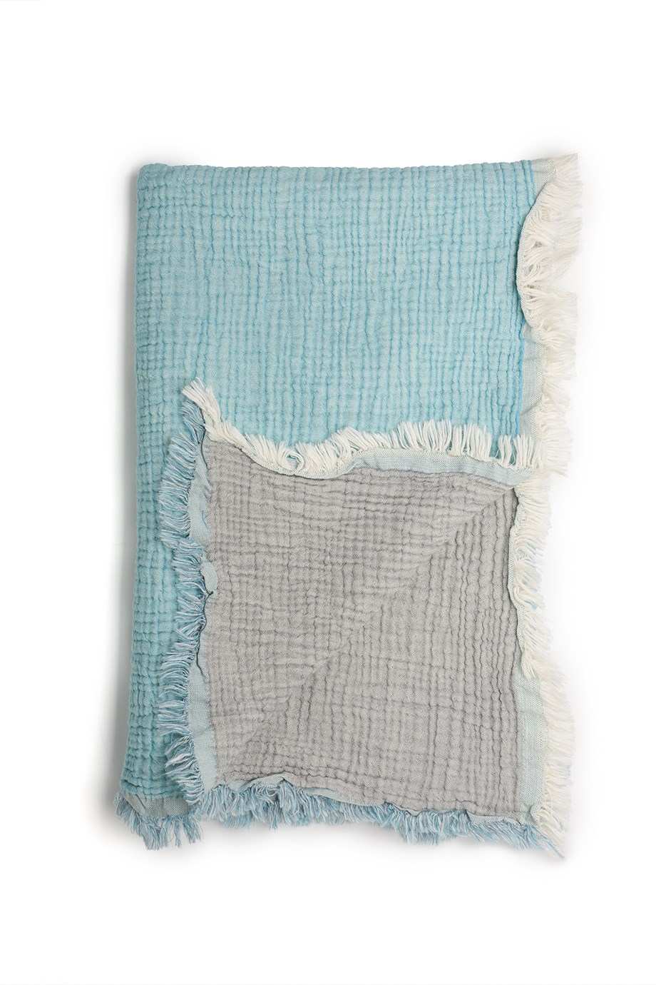 Ocean Blue Fluffy Müslin Örtü 
