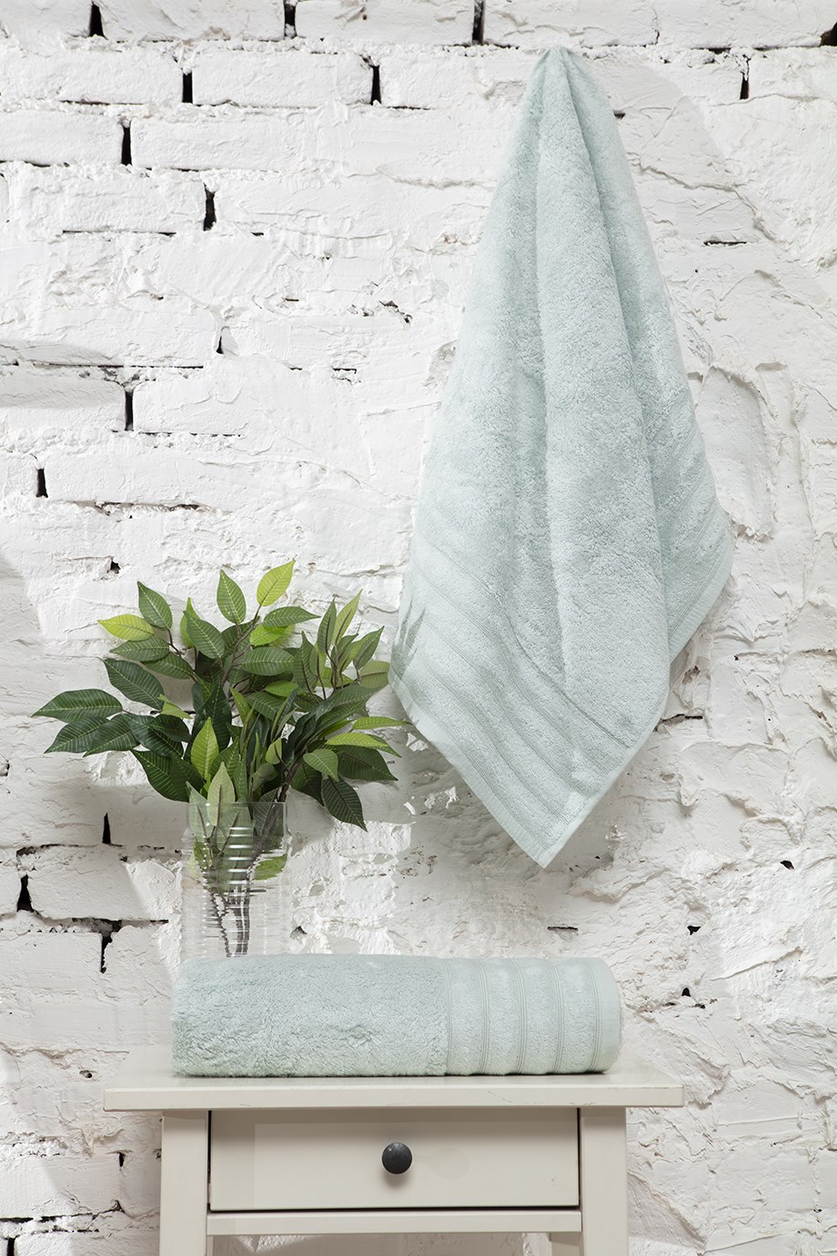 Şerit Desen Mint Yeşili Banyo Havlusu
