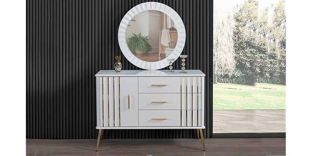 Erva Gold Aynalı Şifonyer