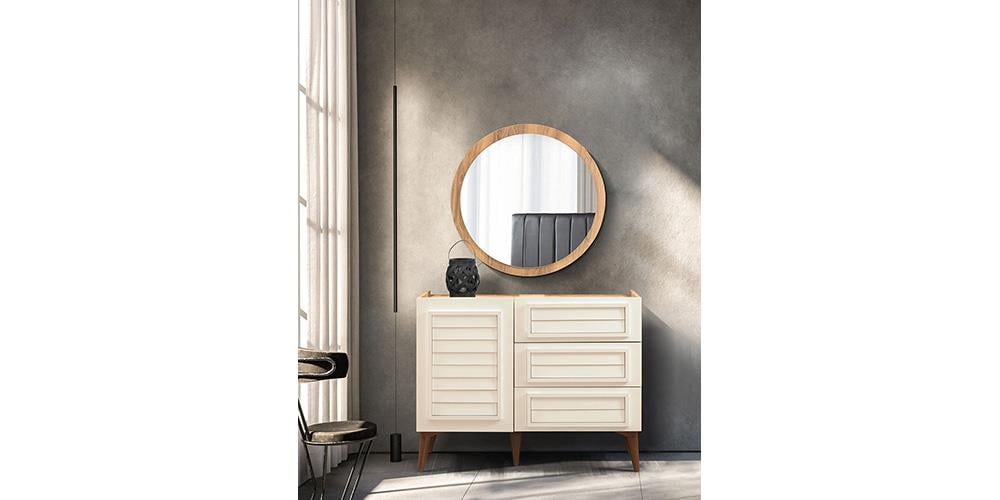 Beykoz Ceviz Beyaz Aynalı Şifonyer
