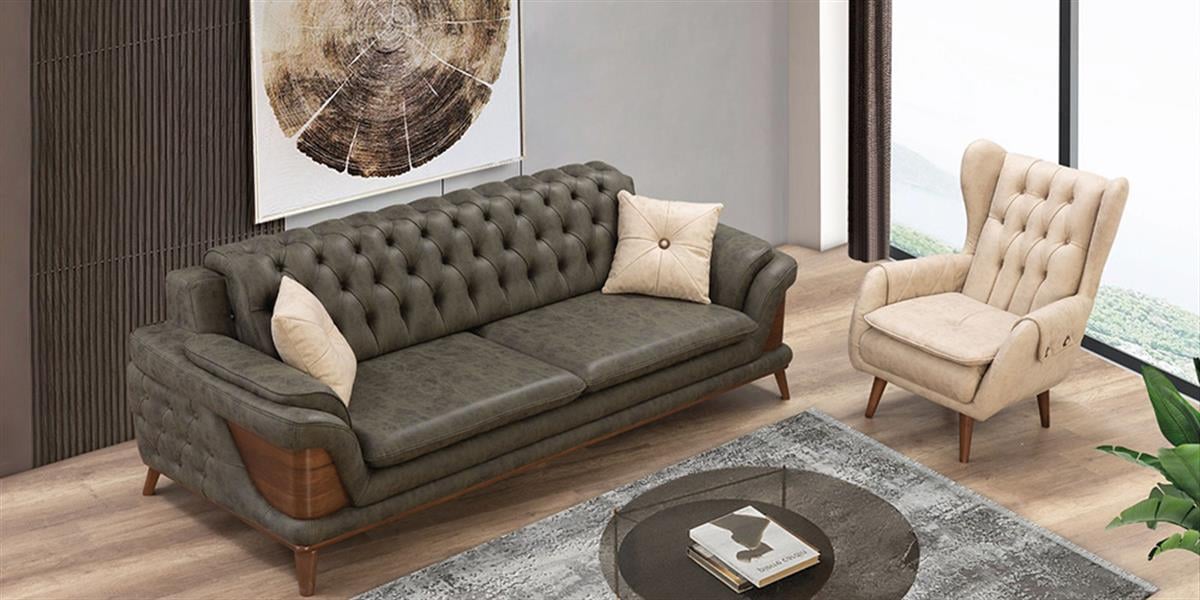 Deniz Yeşil Üçlü Koltuk