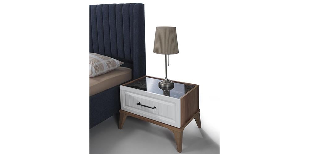 İpek Ceviz-Beyaz Komodin