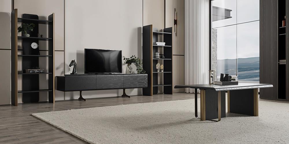 M42 Raflı Siyah TV Ünitesi