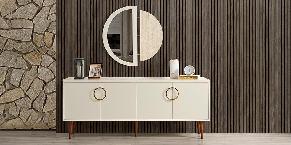 M75 Aynalı Mermer Konsol