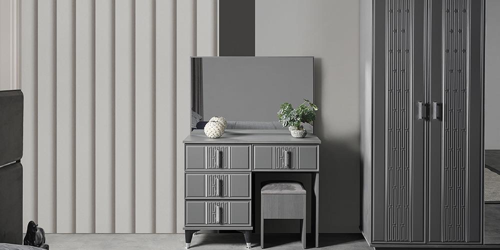 Pırlanta Antrasit Aynalı Şifonyer