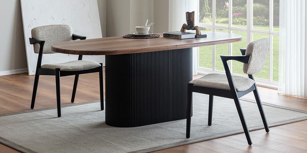 Vera Ceviz Elips Mutfak Masa Takımı