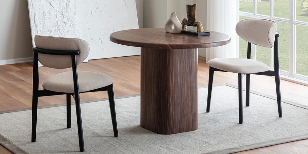 Vera Yuvarlak Ceviz Mutfak Masa Takımı