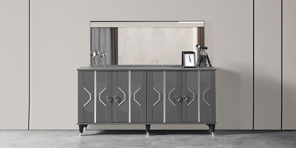 Zümrüt Antrasit  Aynalı Konsol