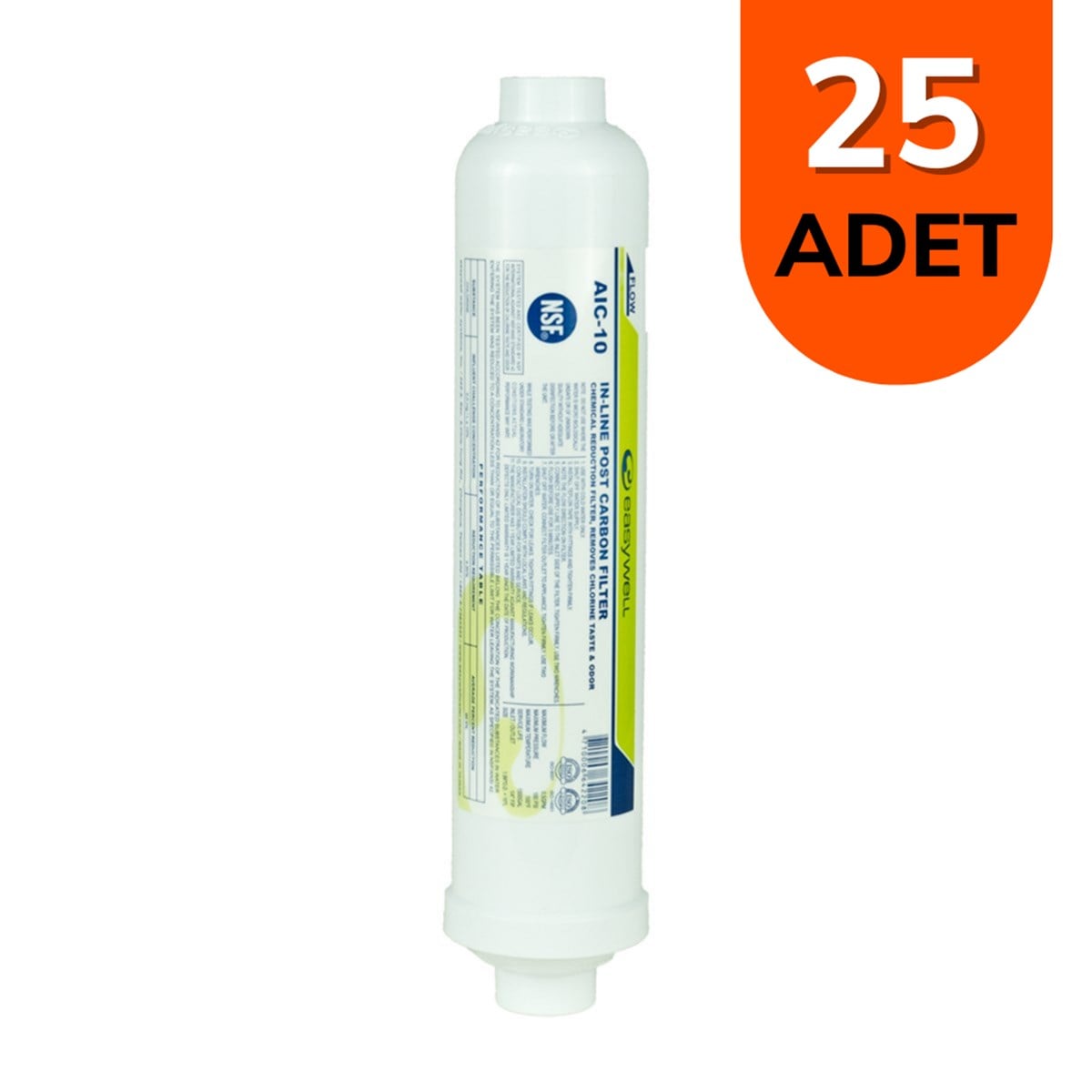 Aquames - 10'' Inline NSF Onaylı Post Karbon Filtre Toptan Aquames - 10'' Inline NSF Onaylı Post Karbon Filtre Toptan 