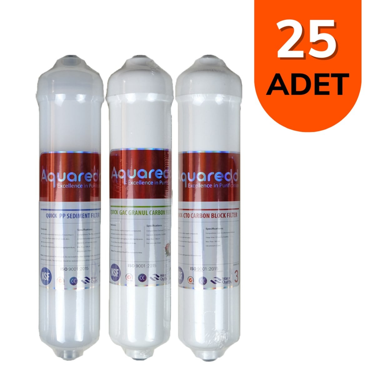 Aquames - 25 Takım Aquaredd Çubuklu Toptan Filtre SetiAquames - 25 Takım Aquaredd Çubuklu Toptan Filtre Seti