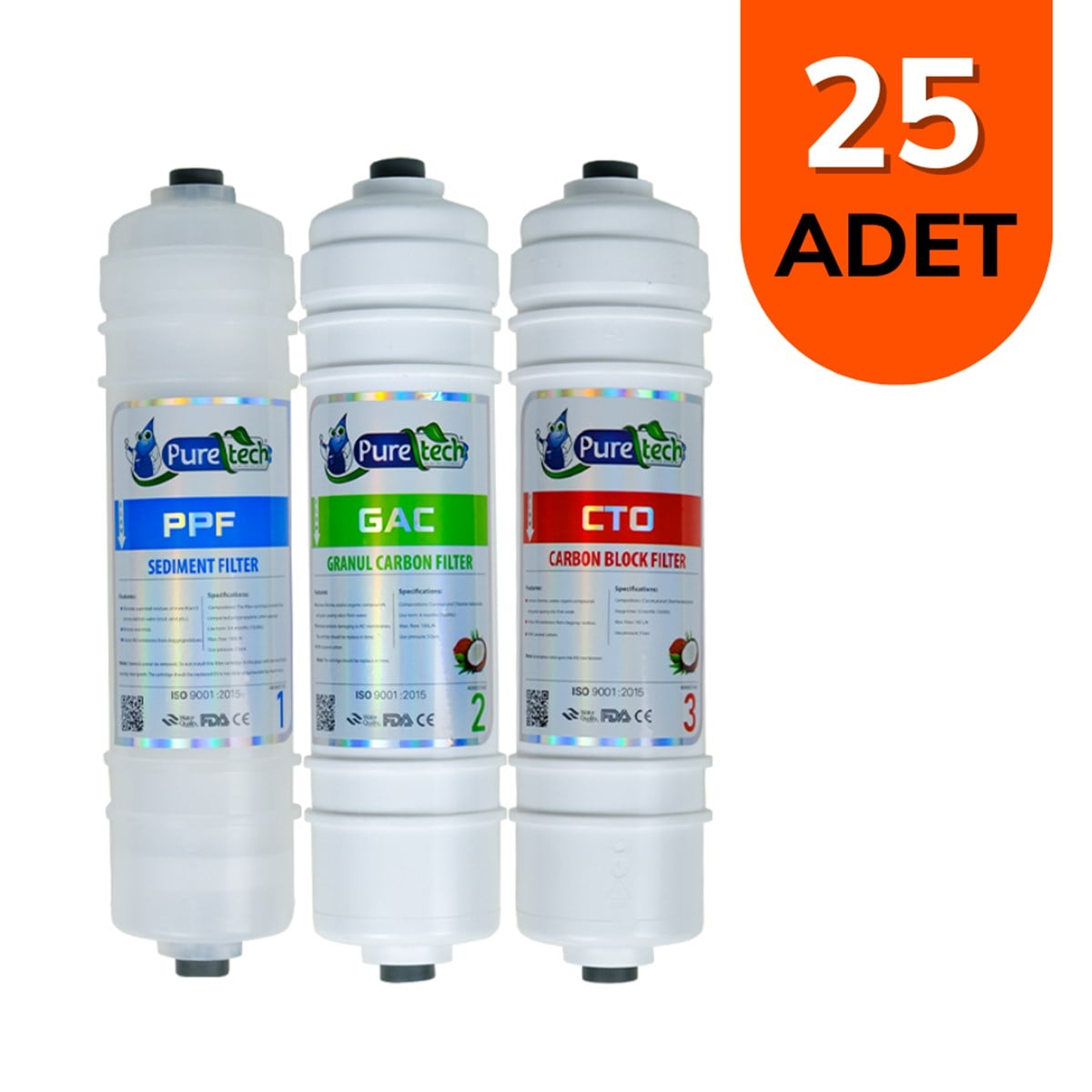 Aquames - 25 Takım Puretech Toptan Filtre seti Aquames - 25 Takım Puretech Toptan Filtre seti 