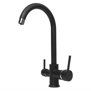 Aquames - Su Arıtma İçin Kuğu modeli Siyah 3 Yollu Musluk 