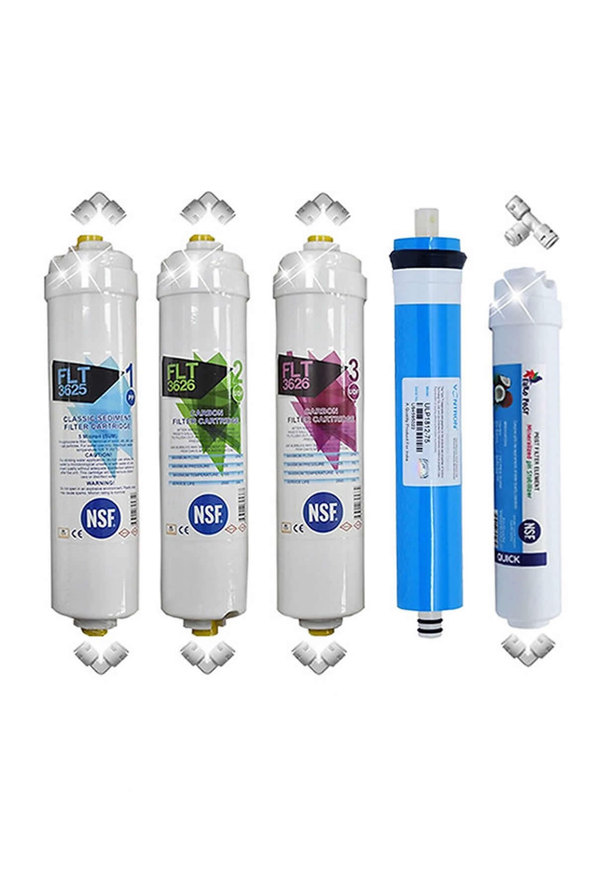 NSF Onaylı FLT Serisi 5'li Filtre Seti Vontron 80 GPD MembranlıNSF Onaylı FLT Serisi 5'li Filtre Seti Vontron 80 GPD Membranlı