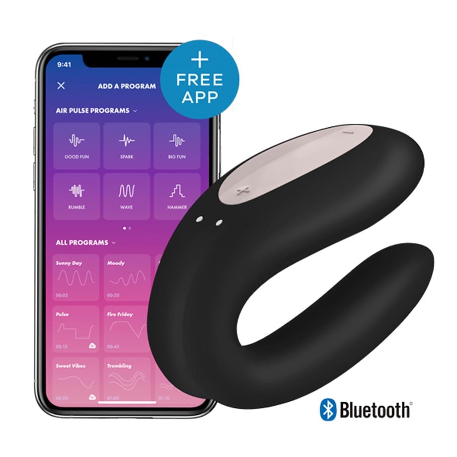 SATISFYER - DOUBLE JOY BLACK AKILLI TELEFON UYUMLU PARTNER VİBRATÖR